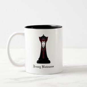 Taza Bicolor Reina de ajedrez negra / Nombre personalizado