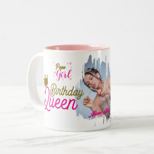 Taza Bicolor Reina de cumpleaños diseño de texto de foto person