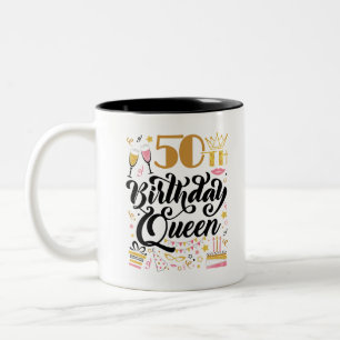 Taza Bicolor Reina de cumpleaños número 50