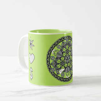 Taza Bicolor Reina De Las Serpientes (monocromo dibujado a mano