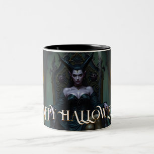Taza Bicolor Reina Demonio Entronizada a la Luz de las Velas