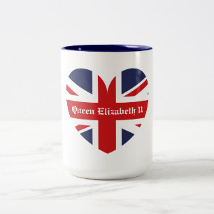 Taza Bicolor Reina Isabel 11 Corona Bandera Real de Inglaterra