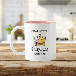 Taza Bicolor Reina Retro de Pickleball Rosa Personalizado Mujer