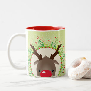 Taza Bicolor REINDEER PEEKING lindo nariz roja rudolfo lima ver