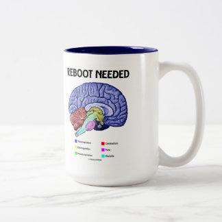 Taza Bicolor Reiniciar necesario (Humor Cerebral Anatómico)