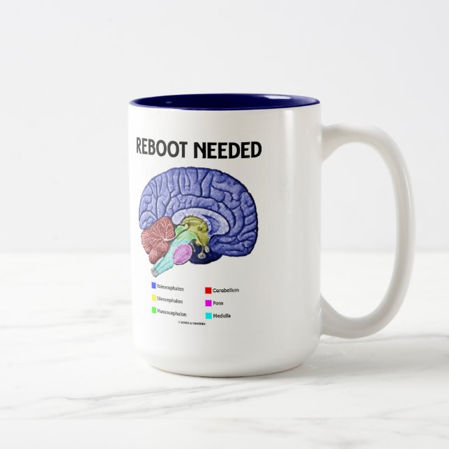 Taza Bicolor Reiniciar necesario (Humor Cerebral Anatómico) (Derecha)