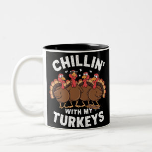 Taza Bicolor Relajándome Con Mis Pavos Regalo Familiar De Acció