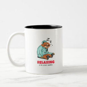 Taza Bicolor Relajarme es mi animal espiritual