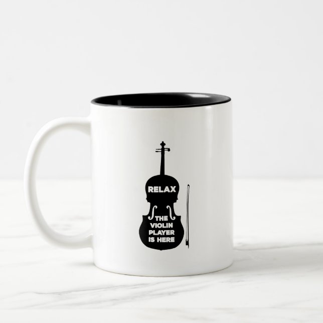 Taza Bicolor Relájese El Violin Player está aquí (Izquierda)