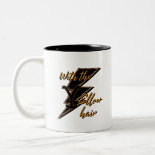 Taza Bicolor Relámpago Con El Pelo Amarillo