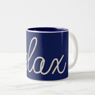 Taza Bicolor RELAX Cuerda Náutica Sobre Azul Marino