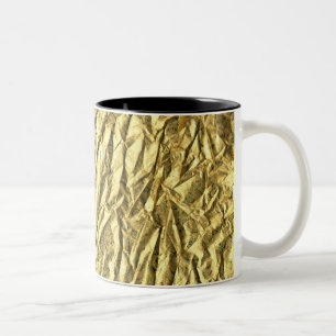 Taza Bicolor Relieve metalizado dorado brillante