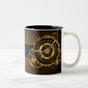 Taza Bicolor Reloj de vapor con engranajes antiguos