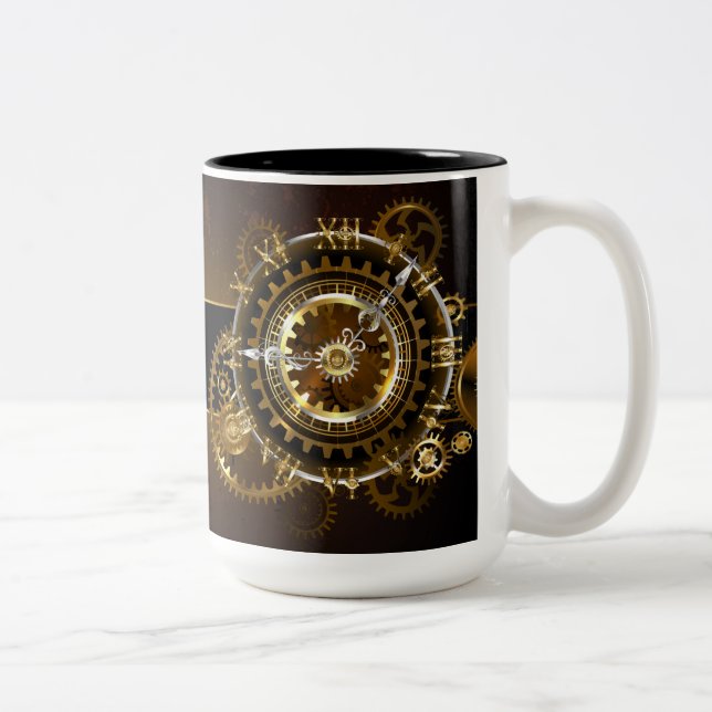 Taza Bicolor Reloj de vapor con engranajes antiguos (Derecha)