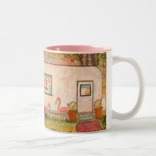 Taza Bicolor Remolque feliz del viaje del vintage de los