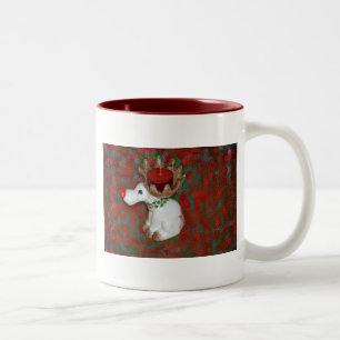 Taza Bicolor Reno de Nariz Roja de Navidad Reno Alce