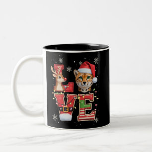 Taza Bicolor Reno ELF Sombrero de Santa Amor Guepardo Animal Na