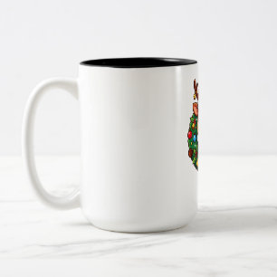 Taza Bicolor Reno en Corona de Navidad
