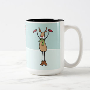 Taza Bicolor Reno lindo del baile - navidad