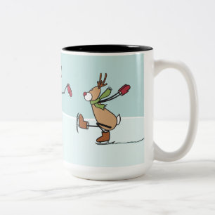 Taza Bicolor Reno lindo del baile - navidad
