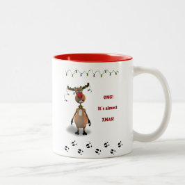 Taza Bicolor Reno sospechado rojo del navidad divertido