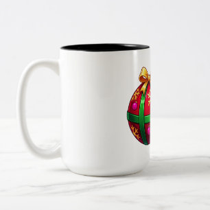 Taza Bicolor Reno y adorno de Navidad
