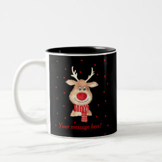 Taza Bicolor Renos Rudolph en acuarela personalizada