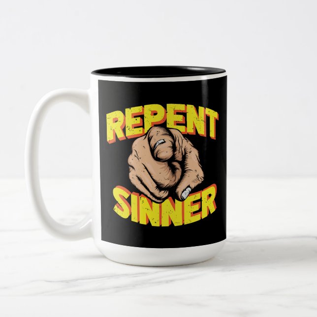 Taza Bicolor Repent Sinner Jesús te ama (Izquierda)