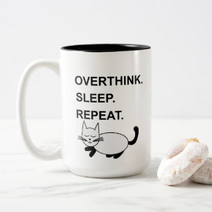 Taza Bicolor Repite Dormir Sobrepensar Gato Durmiendo
