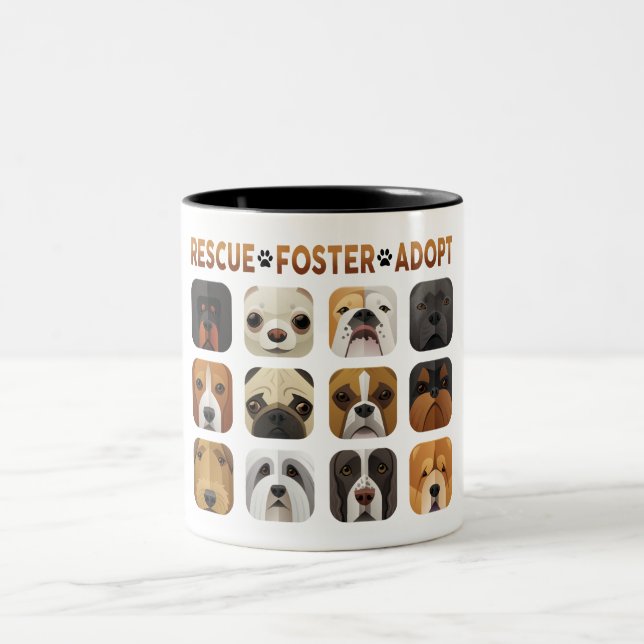 Taza Bicolor Rescue Foster Adopte Mug (Centro)