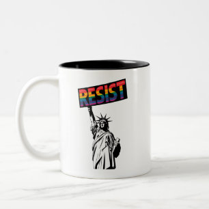 Taza Bicolor Resista a la estatua de la libertad regalo feminis