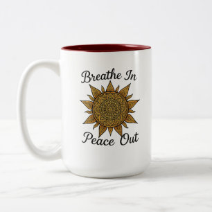 Taza Bicolor Respira en paz Mandala Sun