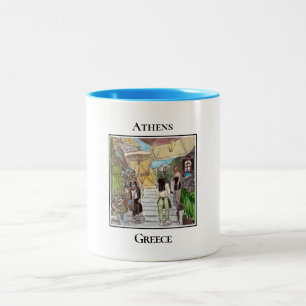 Taza Bicolor Restaurantes en las colinas, Plaka, Atenas Grecia