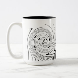 Taza Bicolor Resumen Art Black White Lines Twirl Minimalismo