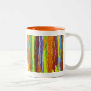 Taza Bicolor Resumen Art rainbow stripes de pintura goteo