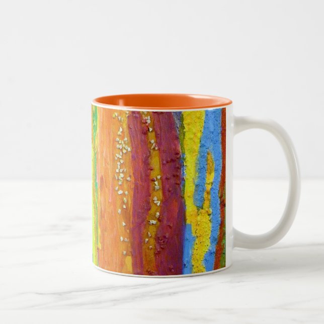 Taza Bicolor Resumen Art rainbow stripes de pintura goteo (Derecha)