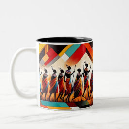 Taza Bicolor Resumen arte africano masai geométrico