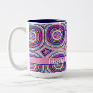 Taza Bicolor Resumen azul morado rosado de los objetivos de hoy