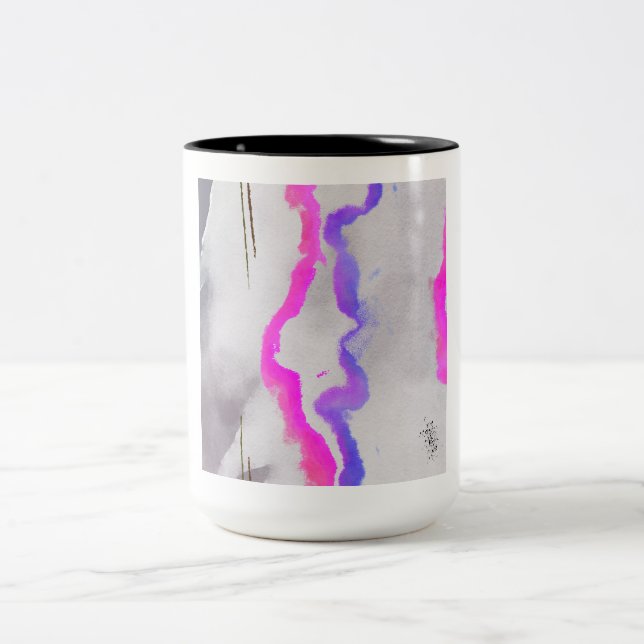 Taza Bicolor Resumen De Acuarela Púrpura Y Rosa (Centro)