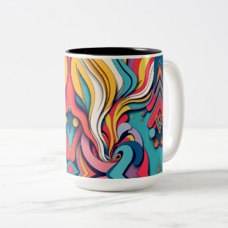 Taza Bicolor Resumen de arte sobre café con dos tontos