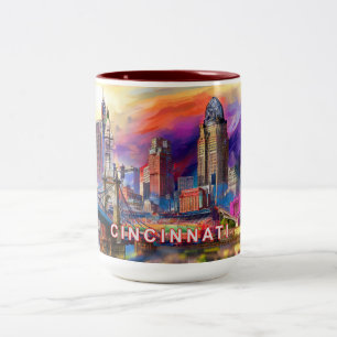Taza Bicolor Resumen de Cincinnati Skyline
