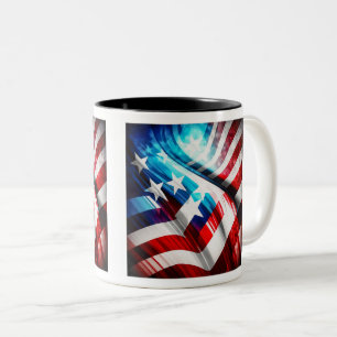 Taza Bicolor Resumen de la bandera de EE.UU. de dos tonos, 11 o