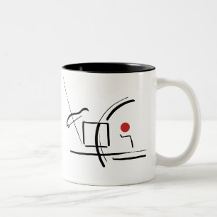 Taza Bicolor Resumen de la bola y las líneas rojas dibujando ca