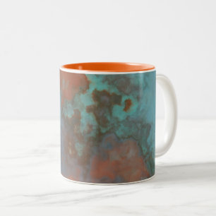 Taza Bicolor Resumen de mármol turquesa y rojizo