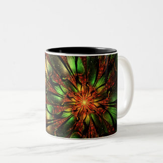 Taza Bicolor Resumen del diseño de flor fractal.