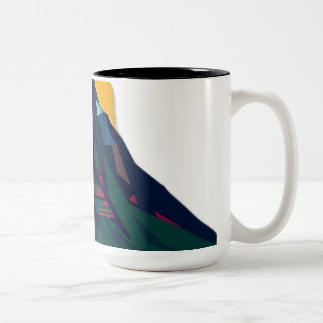 Taza Bicolor Resumen del paisaje geométrico de montaña (Derecha)