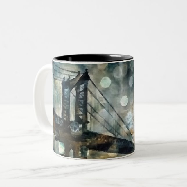 Taza Bicolor Resumen del puente de Manhattan (Anverso izquierdo)