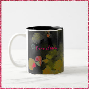 Taza Bicolor Resumen del rosa negro moderno y el oro