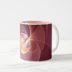 Taza Bicolor Resumen Elegante Vino Moderno Arte Fractal Rojo