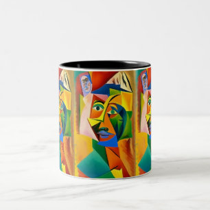 Taza Bicolor Resumen en estilo cubismo